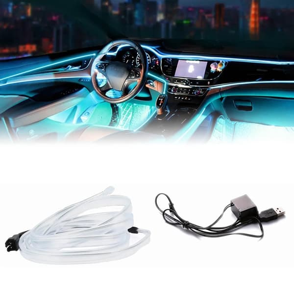 3 meter USB Bil LED Interiør Strip Lys Fleksibel Kul Unik Universal Neon Atmosfære Isblå