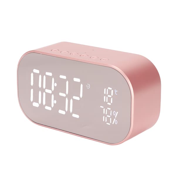Bluetooth Väckarklocka Radio FM Digital Högtalare Multifunktion Roséguld för Hem Sovrum