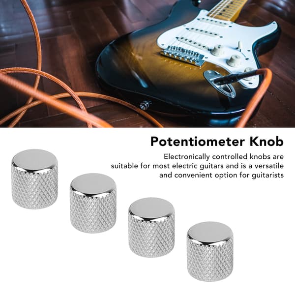 Elektrisk Gitarr Knoppar Set - 4st Metall Potentiometerlock Volym Tonkontroll (Silver)