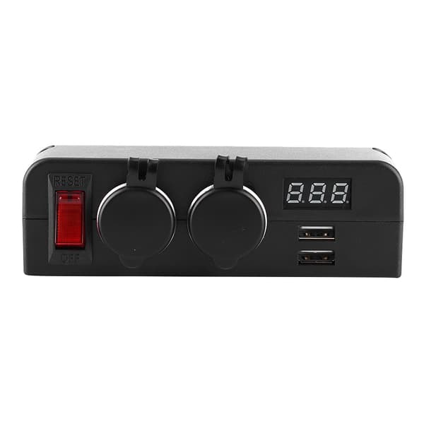 Sigarettenneruttak Splitter 3 i 1 Multifunksjon USB Billader Voltmeter Strømadapter