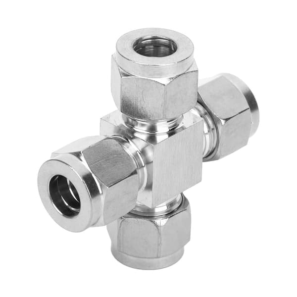 Rustfritt stål 4-veis rørkobling Vannrør mutterkobling adapter 10 mm