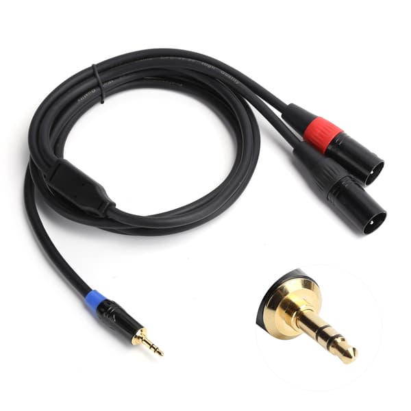 3,5 mm han til 2 XLR han lydkabel 5 m 16,4 ft til mixer effektforstærker