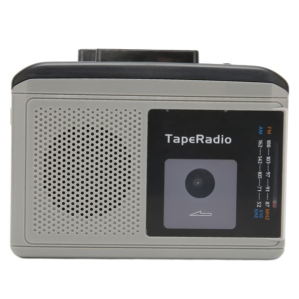 Bärbar kassettbandspelare AM FM-radio bandspelare stöder 2 strömförsörjningsmetoder svart grå