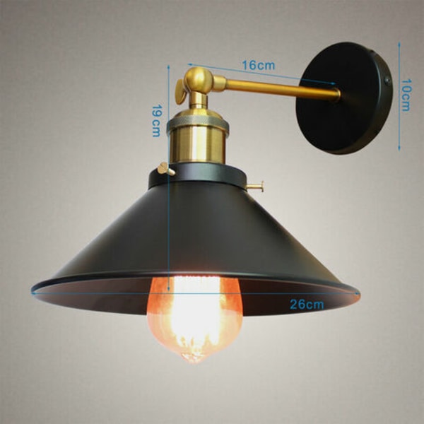 Metal Væglampe Loftslampe E27 Justerbar skærm til stuegang Sort - Sort