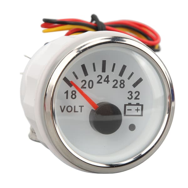 52mm 18V til 32V Hvid Skive Sølvramme Voltmeter Måler Universal DC 9V til 32V Elektrisk Spændingsmåler til RV Båd