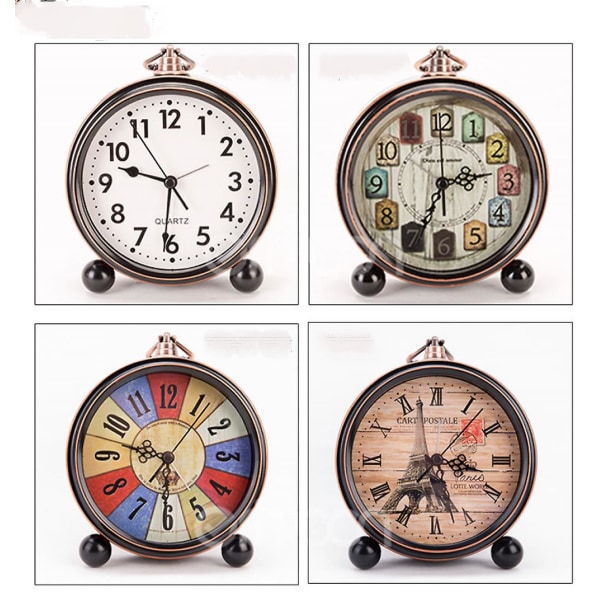 Kellohälytin, 6,7 tuuman metalliruskea pöytäkello Eurooppalainen Retro Vintage -kello Ei tikittävä ääni Hiljainen Akkukäyttöinen teräväpiirtolasi Helppokäyttöinen