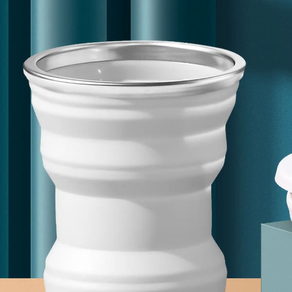 Vikbar silikonmugg med lock 320 ml, portabel, platsbesparande resemugg, jadenvit