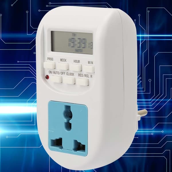 Digitalt Display EU-plugg Programmerbar Presis Energibesparende Stikkontakt Timer 220V