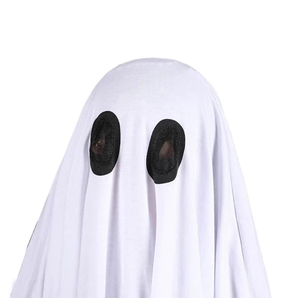 White Ghost Costume, Simple Spooky Ghost Cape with Eye Holes, Ghost Costume for Kids 100