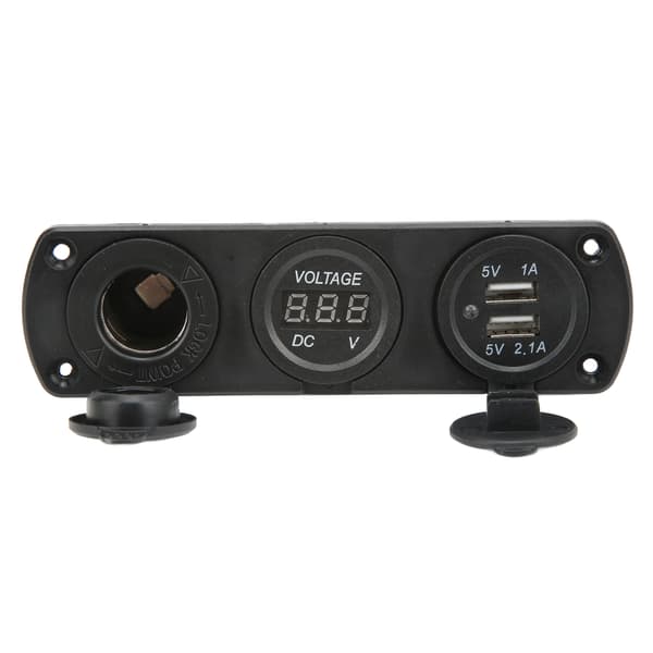 3 i 1 Oplader Panel Dobbelt USB Udtag Panel Cigarettænder Udtag LED Digital Voltmeter til Lastbil Marine RV