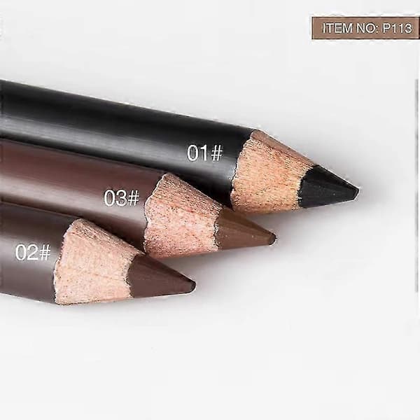 3 farver Langtidsholdbare Vandfaste Øjenbrynspenne Dobbelt Anvendelse Træstang Eyeliner Permanent Makeup Tatovering Tilbehør Dark Brown