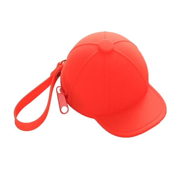 Mini mønt etui Creative Baseball Change pung Silikone lynlås tegneserie Candy Color Håndtaske Vandtætte Clutches (rød)