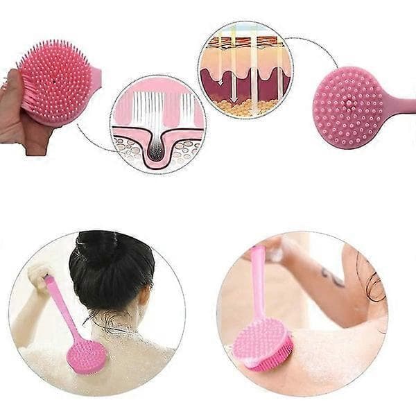 Silicone Body Scrubber with Long Handle - Shower Back Scrubber and Body Brush