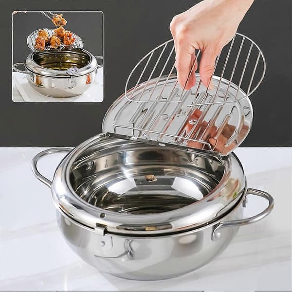 20 cm dyp frityrgryte multifunksjonell frityrgryte for pommes frites 2.2L