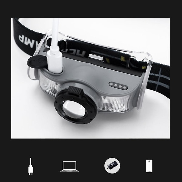 Sensor Strålkastare Compatibel Vattentät Sensor Strålkastare USB Uppladdningsbar Bright Light (flera alternativ) grey
