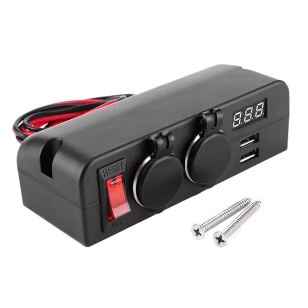 Sigarettenneruttak Splitter 3 i 1 Multifunksjon USB Billader Voltmeter Strømadapter