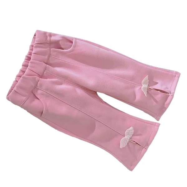 Småbarn Jenter Slengbukser Elastisk Midje Vinge Dekor Løs Passform Bomull Rosa 110cm