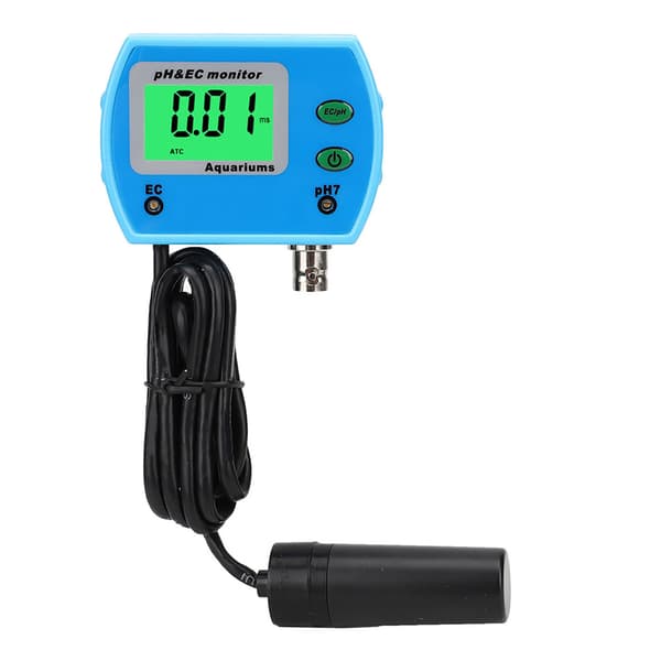 Profesjonell 2-i-1 PH EC-måler Multifunksjonell Vannkvalitetsmonitor for Akvarium 220V EU-plugg
