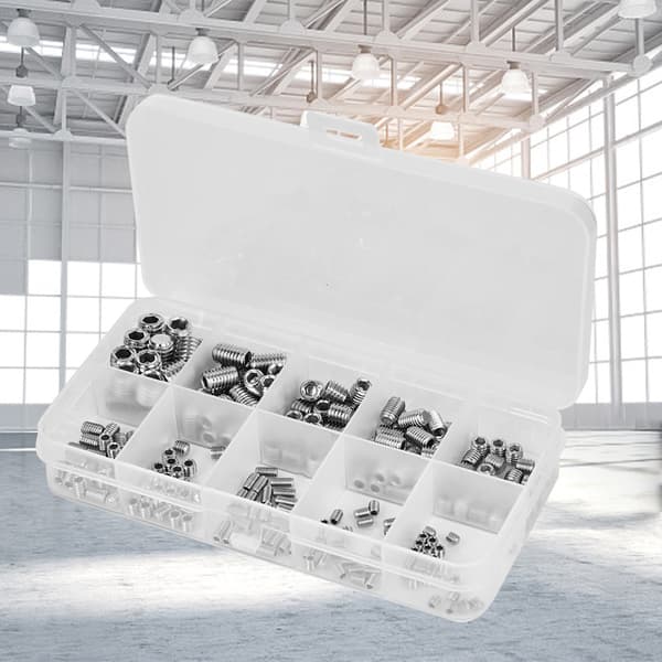 245 stk. Hodeless Set Skruer Rustfritt Stål Hex Socket Konkav Ende Festemidler