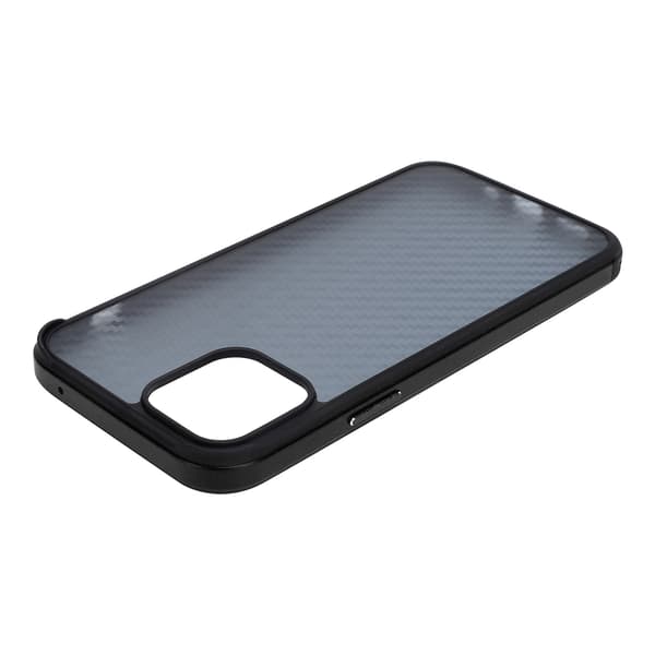 SULADA Fiber Texture Metal Frame Full Body Case for iPhone 12 PRO, Kul Sort
