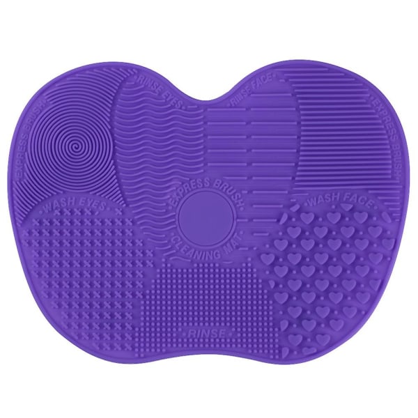 Silicon Makeup Brush Rengøringsmåtte Makeup Brush Cleaner 9x6,6 tommer stor størrelse pude Kosmetisk børste rengøringsmåtte Bærbart vaskeværktøj Scrubber med Su D Purple