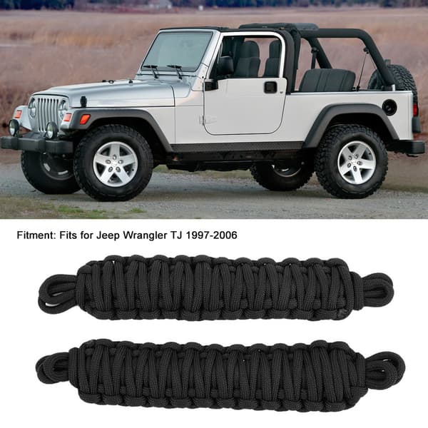 2 stk. bildørrestriksjonsstropp beskyttelse begrensende stropp passer til Jeep Wrangler TJ 1997-2006 Svart