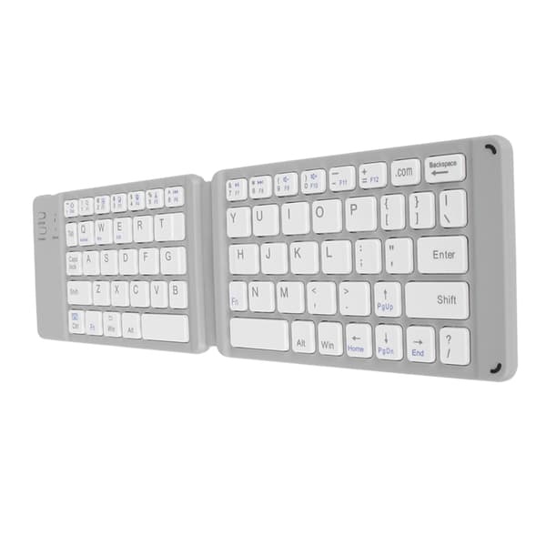 Vikbart Bluetooth-tangentbord Slim Fickformat Bärbart Trådlöst tangentbord för Windows 7 8 Tablet Notebook Mobiltelefon Grå Vit