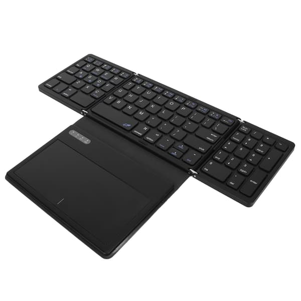 Foldbart Bluetooth 5.1 Lav Latency Tastatur i Fuld Størrelse med Stor Touchpad Kompatibel med iOS Android Windows