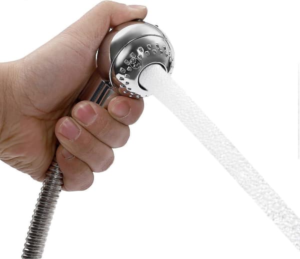 Shampoo Sprayer til Salon, Shampoo Dyse med 1,2 m Rustfri Stålslange, 2 Tilstande Vandkolonne Håndbruser til Hårvask Kæledyrsbruser, Sølv