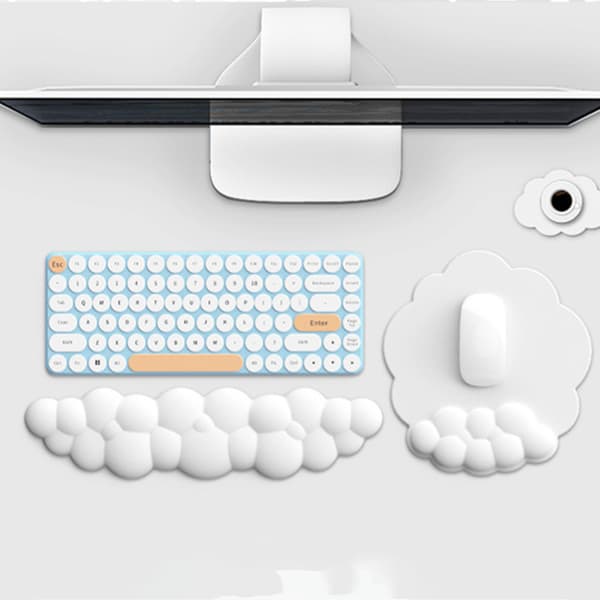 Cloud Musemåtte Håndledsstøtte Sød Hvid Memory Foam Blød Træthedsaflastning Forebyg Deformation Tastatur Håndledspude