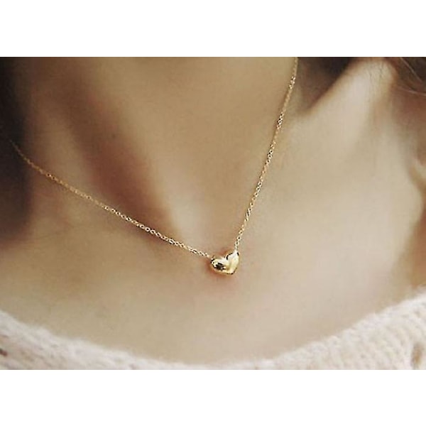 Mode Kvinder Guld Hjerte Bib Statement Chain Pendant Halskæde smykker