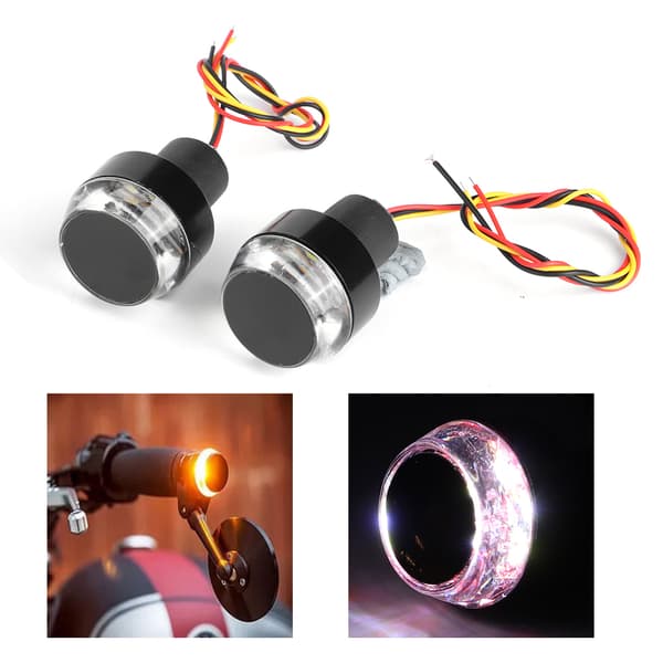 2 st Motorcykelstyre LED Blinkers Indikator Ändgrepp Sidomarkering Vit Rött Ljus