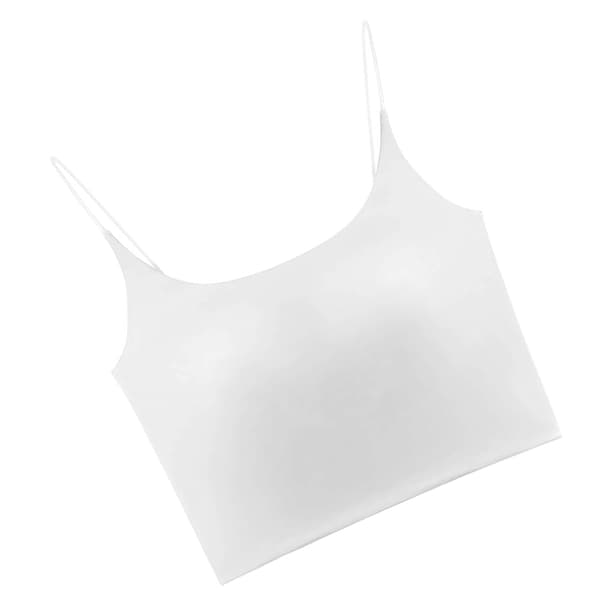 Dam Spaghetti Strap Tank Top Slim Fit Bröstvadderad Andningsbar Ärmlös Basic Linne Vit 40-62.5kg