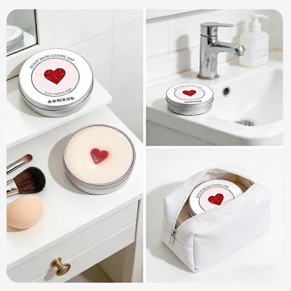 Makeupbørsterenser sæber med silikonemåtte Solid-børstesvamprenser Bærbart rengøringsværktøj til makeup-svampe og børster 100g