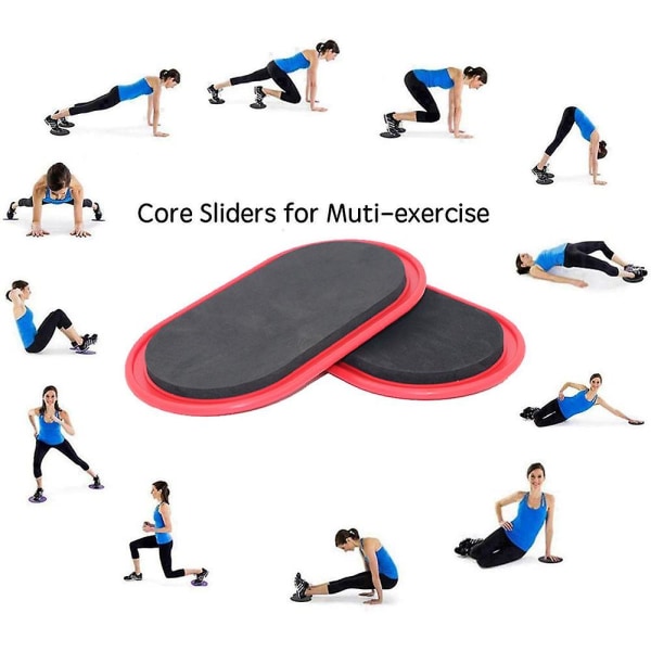 Harjoitusliukulevyt, Sport Core Sliders -harjoittelu matolla ja kovapuulattialla Fitness Kuntolaitteet fitness/ venytys / jooga / pilates Red