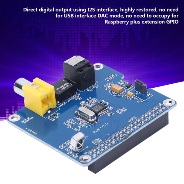 Raspberry Pi 3 2B HIFI Digitalt Lydkort I2S SPDIF Utvidelseskort Fiberoptisk Modul
