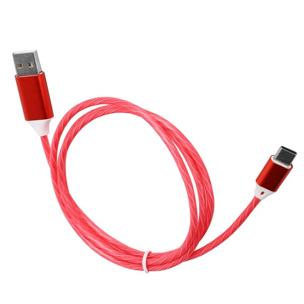 USB C Ladekabel LED Lysende Hurtigladekabel Rød