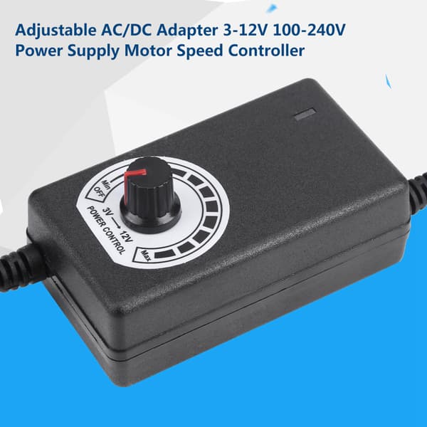 AC til DC-adapter 3-12V 2A Justerbar strømforsyning Motorhastighetskontroller US-plugg 110-240V