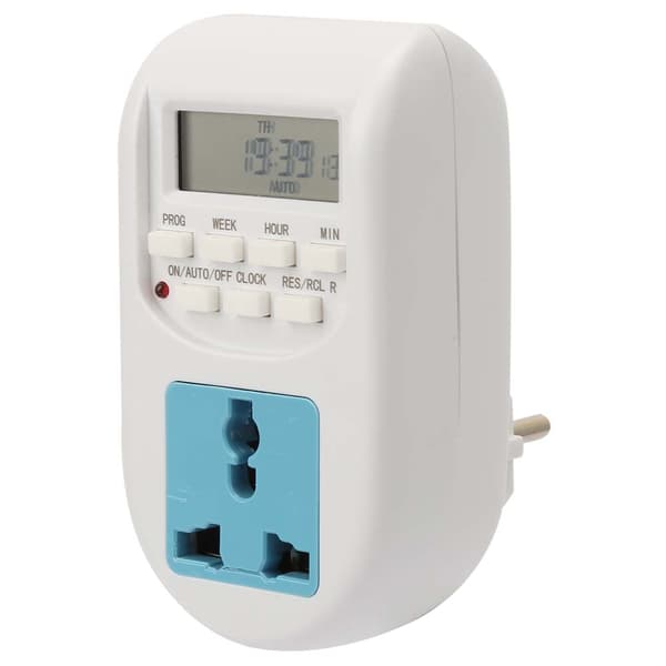 Digitalt Display EU-plugg Programmerbar Presis Energibesparende Stikkontakt Timer 220V