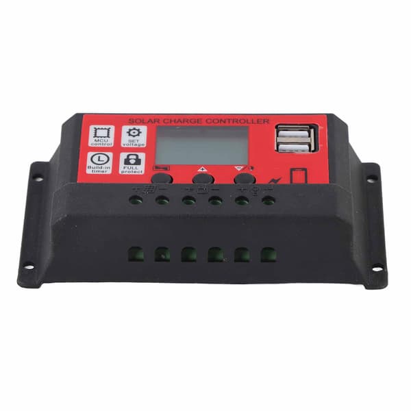 Justerbar solcellsladdningsregulator för solpaneler med LCD-display 12V 24V10A