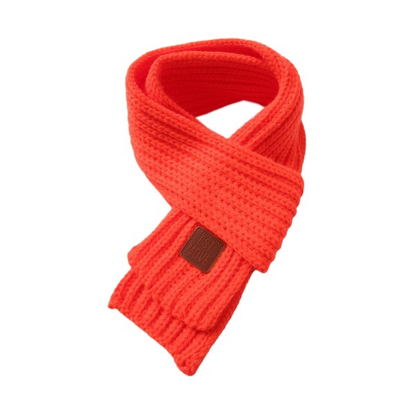Unisex stickad halsduk för barn Bokstavsmönster Halsduk Halsvärmare sjal för höst och vinter Orange One Size