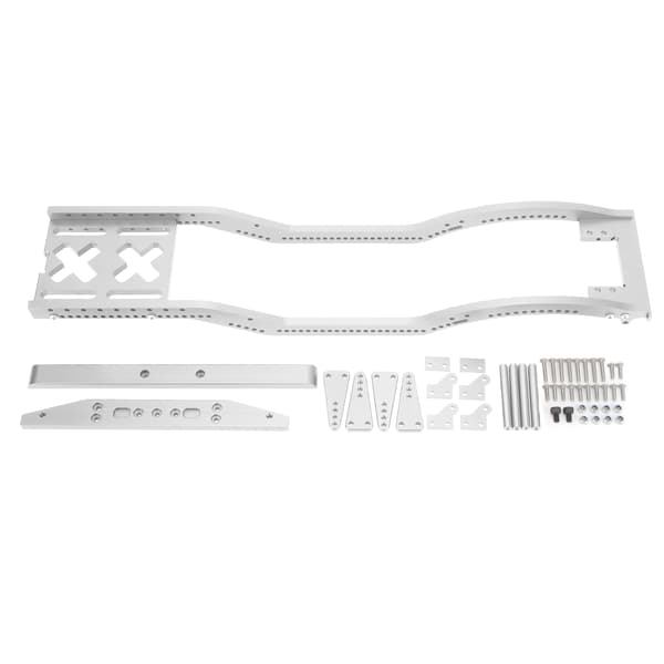 Aluminiumslegering RC Bil Chassis Rammesett Front Bakre Støtfanger for SCX10 D90 1/10 RC Crawler Sølv
