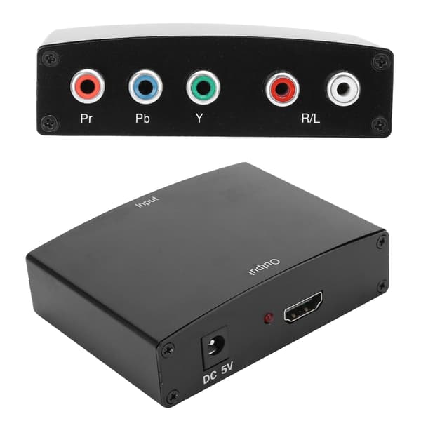 YPbPr til HDMI-konverter med lyd RGB-adapterkabel ABS-transformator 100-240V EU-plugg