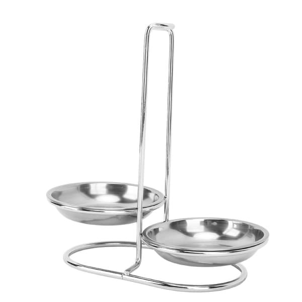 Soppslevhållare i rostfritt stål Skedstöd Köksredskapsställ med 2 Brickor Silver Hot Pot Köksutrustning