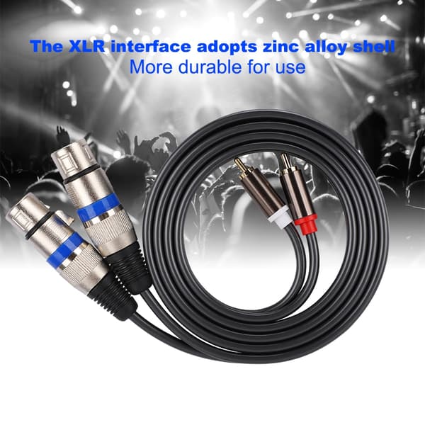 Dobbelt RCA Han til XLR Hun Audio Adapter Kabel Patch Cord Dobbelt Række PVC Tråd