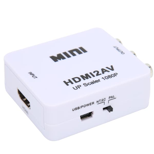 HDMI til AV Konverter Adapter RCA Splitter Switcher 1080P til TV Hvid