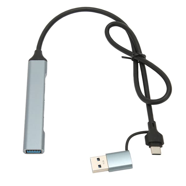 USB C Hub 4 Port 5Gbps Aluminiumlegering Plug Play Space Grey USB 3 0 Dokkingstasjon for Stasjonær PC Laptop