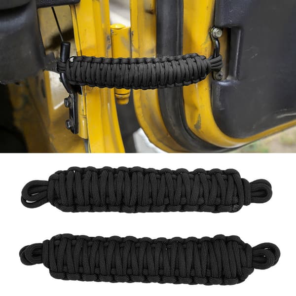 2 stk. bildørrestriksjonsstropp beskyttelse begrensende stropp passer til Jeep Wrangler TJ 1997-2006 Svart