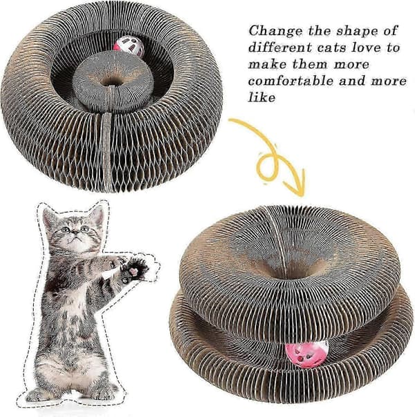 Kitty Kurlz Kattelegetøj - Magisk Orgel Kattekradsebræt, Interaktiv Kradsepude, Foldbart Harmonika Kattelegetøj