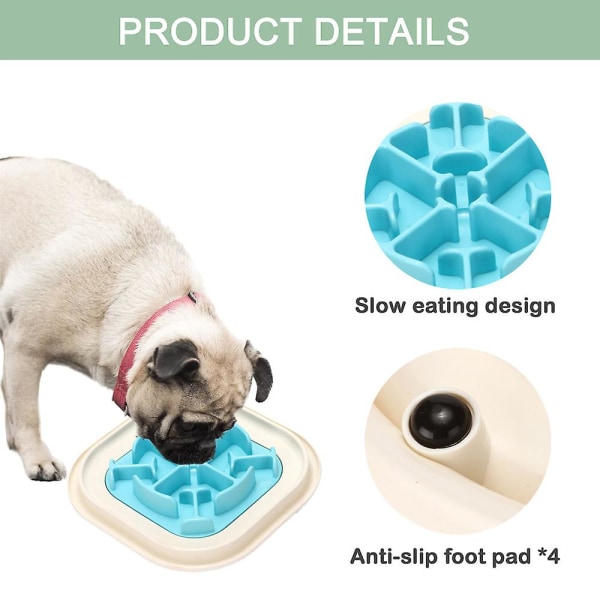 Pet Bowl Pet Food Bowl Hund Creative Slow Food Bowl Anti Choking Slow Food Bowl Blue Bones